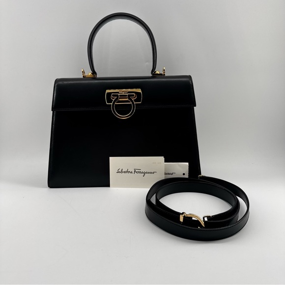 Salvatore Ferragamo Handbags - Salvatore Ferragamo Gancini Leather Top Handle Bag